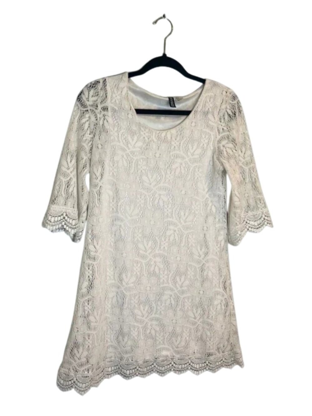 H&M Divided Women's Lace Quarter Sleeve Mini Dress White Size 8